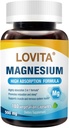 Complejo de Magnesio Triple Lovita 500mg, Fórmula de Alta Absorción y Potencia, Glycinate, Citrate & Oxide, Support Sleep, Relax, Heart, Nerves & Bone Health, 180 cápsulas Vegan