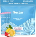 Booster de energía Nectar - Caffeine orgánica, B12 & electrolitos - Sin azúcar & Cero Calorie – Café sano, bebida energética " Alternativa Soda – Hidration " Energy Supplement (Straw. Lemonade 18 Packets)