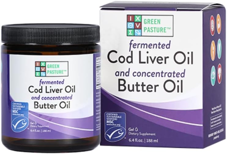 Green Pasture Butter Oil/Fermented Cod Liver Oil Blended Gel - 6.4 oz.- Sin sabor