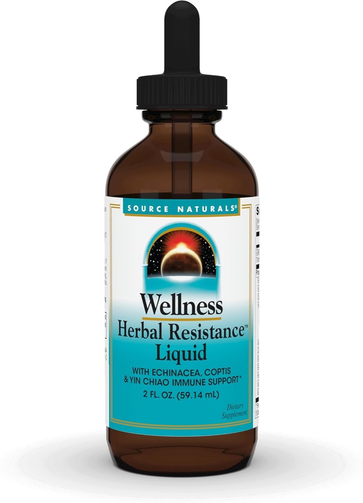 Fuente Natural Wellness Herbal Resistance Liquid - con Echinacea, Coptis y Yin Chiao, Immune Support* - 2 Fluid oz