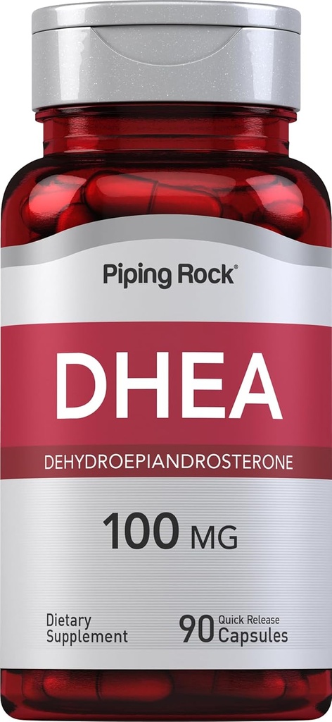 Piping Rock DHEA Suplemento para Hombres y Mujeres TENIDO 100mg ANTE 90 Capsules Silencio Dehydroepiandrosterone ANTE No GMO, Gluten Free