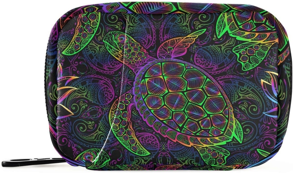 Pill Box Boho Sea Turtle con Lotus y Mandala 7 Day Pill Case Travel Pill Organizer Bag with Zipper Portable Weekly Vitamin Medicine Supplement Holder Pouch Bag