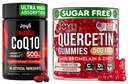 Quercetina con Bromelain &amp; CoQ10 500mg Bundle – 120 Coenzyme Q10 Softgels + 60 Gummies de Quercetina Libre de Azú con Zinc, Vitamina C & D3 – Immune, Heart & Energy Support – EE.UU.