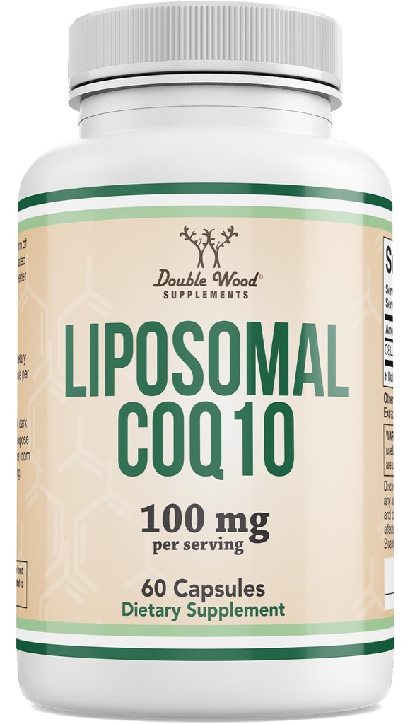 Liposomal CoQ10 Suplemento para Antioxidante & Energy Support (100mg Por Serving, 60 Day Supply), Third Party Tested, Vegan Safe, Non-GMO by Double Wood