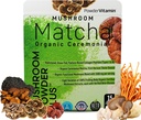 Colágeno sin plaguicida orgánico Matcha Powder Certified Pesticide-Free Grasss-Fed Tipos I & III, 8 hongos corporales afrutados Tested for Beta-Glucans Focus Digestion & Immunity 15 Servings