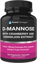 D Mannose Capsules con 600mg D-Mannose Powder Por Cap - con agregado Cranberry y Dandelion Extracto a Ayuda en la vejiga, Urinary Tract y UTI Apoyo - 120 Veggie Caps