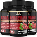 (3 paquetes) Beberine Supplement Plus Ceylon Cinnamon, Milk Thistle, Turmeric, Artichoke Leaf, Black Peppe - 6 Month Supply - 180 Capsules Total