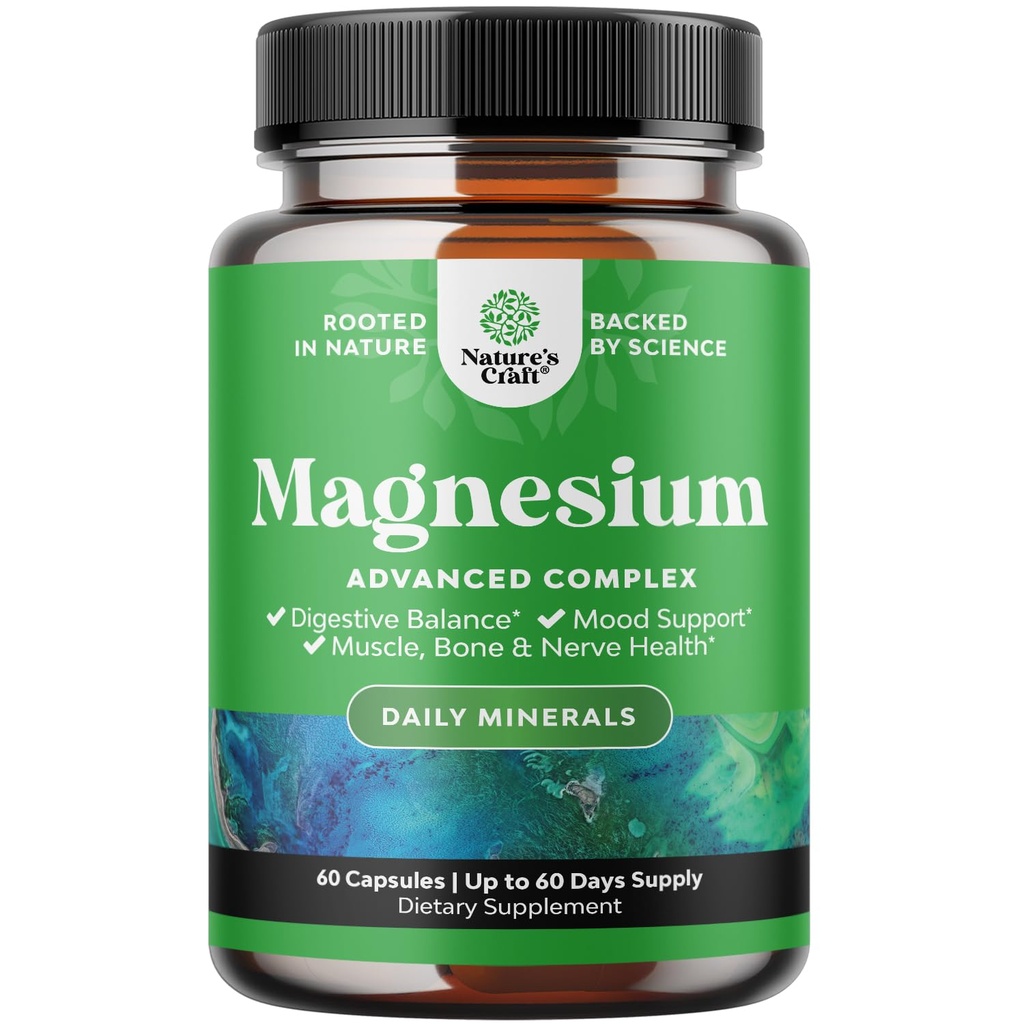 Alta Absorción Magnesio Suplemento Complejo - Oxido de Magnesio 500mg con Citrato 500mg para el sueño y el soporte de humor - Citrato puro por servicio para musculoso Stomach y Digestión
