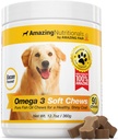 Amazing Omega 3 for Dogs - Omega 3 Fish Oil for Dogs Suplemento para Itchy Skin Relief for Dry Skin and Hot Spots and Shedding Coat with EPA and DHA Fatty Acids - 90 Bacon Soft Chews