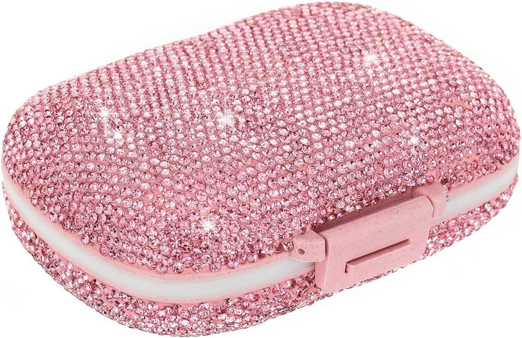 Cute Pill Organizer Funda para la pill pequeña para la medicina del púrpura Elemento de vitaminas Container Daily Pill Box Container for Women Travel Medicine Kit(Pink)