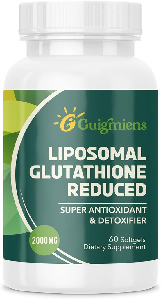 Liposomal Glutathione 2000 MG, Absorción Superior, Suplemento Glutathione con ácido hialurónico + Peptide Collagen + Resveratrol, Potencial Antioxidante, Envejecimiento Salud, 60 Conde
