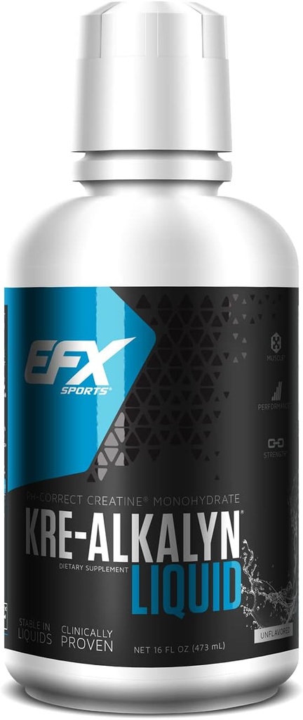 EFX Cretina de Kre-Alkalyn Deportes, Concentración Líquida, Monohidrato de PH-Correct Creatine, Fórmula Multi-Patented, Fuerza de ganancia, Desarrollar el rendimiento del músculo " Mejora (63 Servings, Desflavorado)