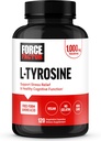 FORCE FACTOR L Tyrosine Stress Relief Supplement, L-Tyrosine Brain Health Supplements for Adults, L-Tyrosine 500mg Capsules, Free Form, Vegan, No Gelatin, Non-GMO, 120 Capsules