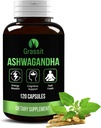 Grassit Ashwagandha Suplemento 500 mg/120 cápsulas Mejor natural de Ashwagandha cápsula para bienestar general