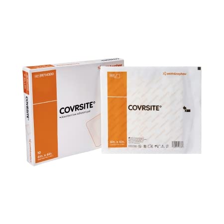 Smith+Nephew COVRSITE Plus Cover Dressing, Waterproof Dressing for Wounds, Absorbent and Gentle Adhesive Dressing Wound Care Products, 4 x 4 Inches