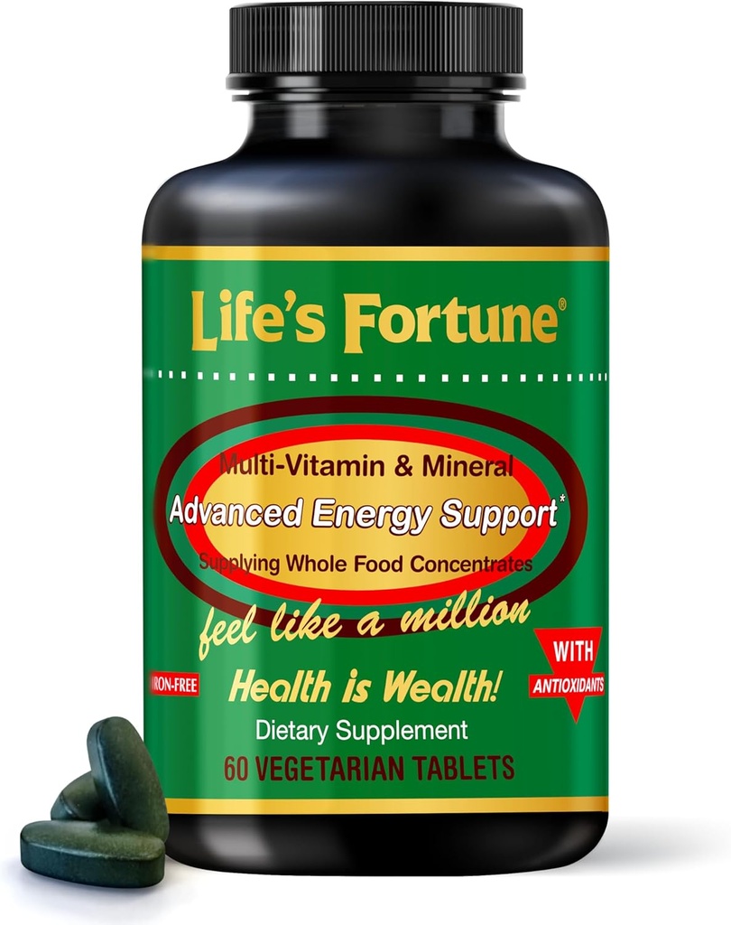 La Fortuna de la Vida Multivitamina & Mineral 60 Tabletas, Todas las Fuentes de Energía Natural Proporcionando Concentraciones Alimentarias enteras, Antioxidantes, Aminoácidos, Enzimas, Trace Minerals & Más