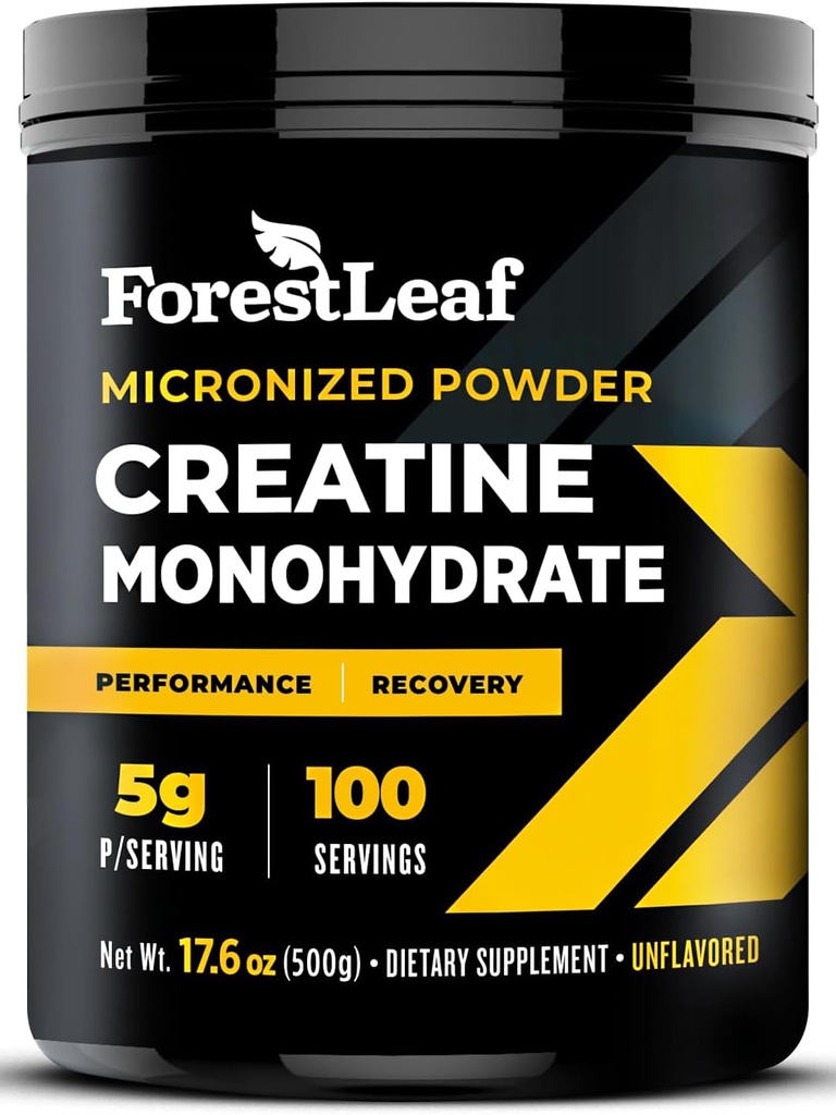 ForestLeaf Micronized Creatine Monohydrate Powder - Maximize Muscle Growth & Strength - Unflavored Creatine for Women and Men - 5G Por Serving - 100 Servings
