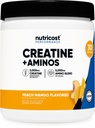 Nutricost Creatine + Aminos 30 Servings (Peach Mango Flavored) - 5,000mg Cretine Monohydrate + 5000mg Amino BCAA Blend Por Serving