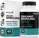 Renew Actives Organic Spirulina 1000MG per 2 Capsules – Superfood for Men & Women – Supports Energy, Wellness & Immune Function – Rich in Antioxidants & Nutrients – Made in Canada – 60 cápsulas