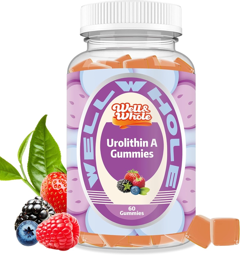 Bueno Pulido Whole Urolithin A Gummies 1000mg with CoQ10 and Resveratrol, Mitocondrial Supplements, Muscle Support, Non GMO, Vegan, 60 Condes