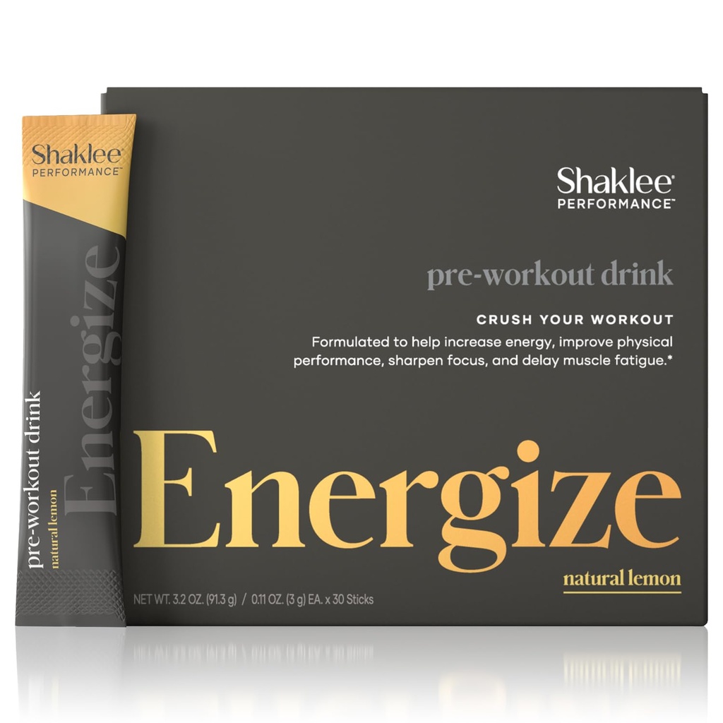 Shaklee - Performance Pre-Workout Energy Drink - Green Tea Extract Lemon Flavor - Energy Boost - Beta-Alanine & L-theanine - 100mg Caffeine, 800mg Beta-Alanine y 100mg L-theanine - 30 Servings