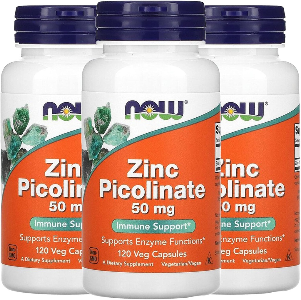 Ahora Alimentos Ahora Alimentos Zinc Picolinate, 50 mg, 120 Veg Capsules, 3 Pack