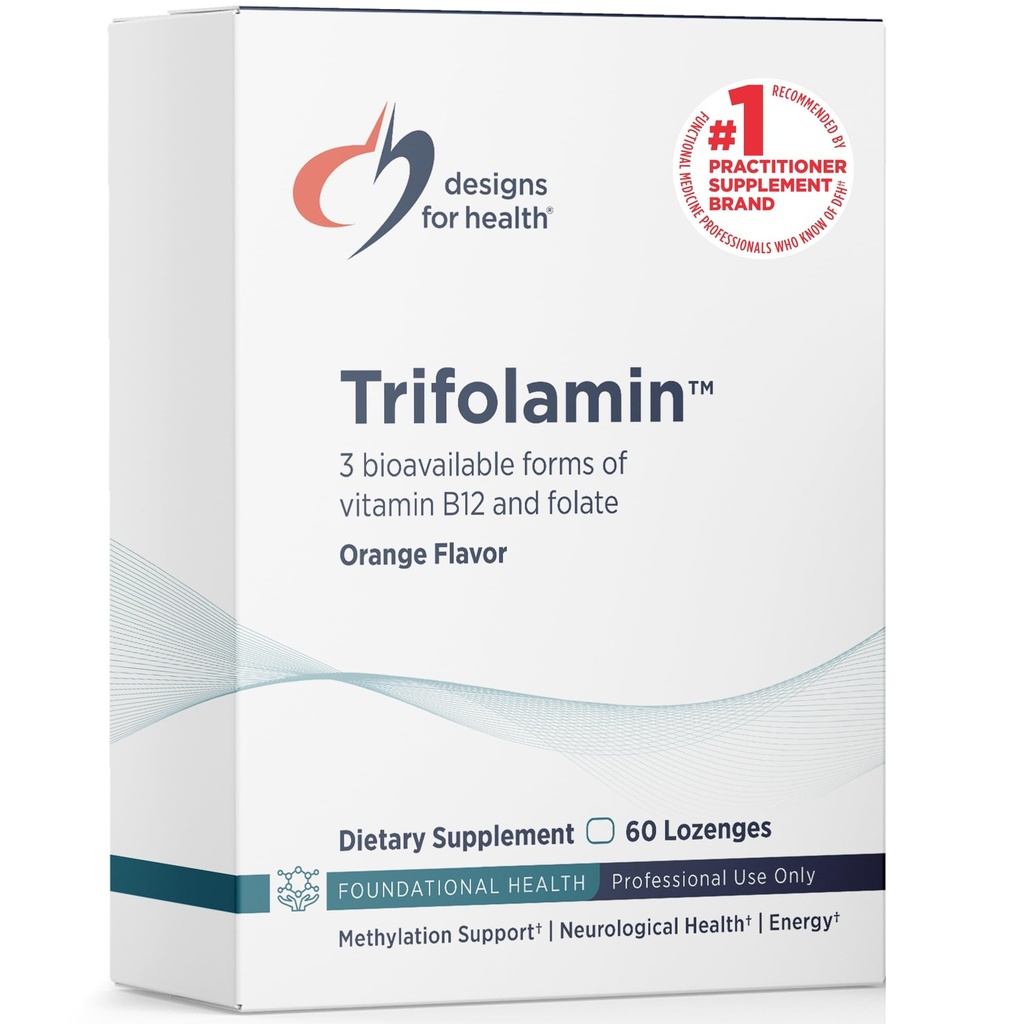 Diseños para Trifolamin B12 + Folate Lozenges - 3000mcg B12 (Three Forms) + MTHF Methylfolate Supplement - Delicious Orange Flavor, Fast-Dissolve Tablets (60 Lozenges)
