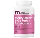 Micro Ingredientes Complejo de B Metilada para Mujeres, 240 cápsulas vegetarianas TENIDO Vitaminas B activadas con metalfolato, Metil B12, DIM & Inositol Complejo TEN 14-in-1 Bioactive B Vitamina Fórmula