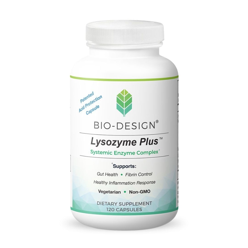 Complejo de Enzima Sistémica Lysozyme Plus - Espectro Amplio y Enzimas Vegetarianos Altamente Activos - Apoyo Gut Health, Fibrin & Control de Inflamación - 120 cápsulas