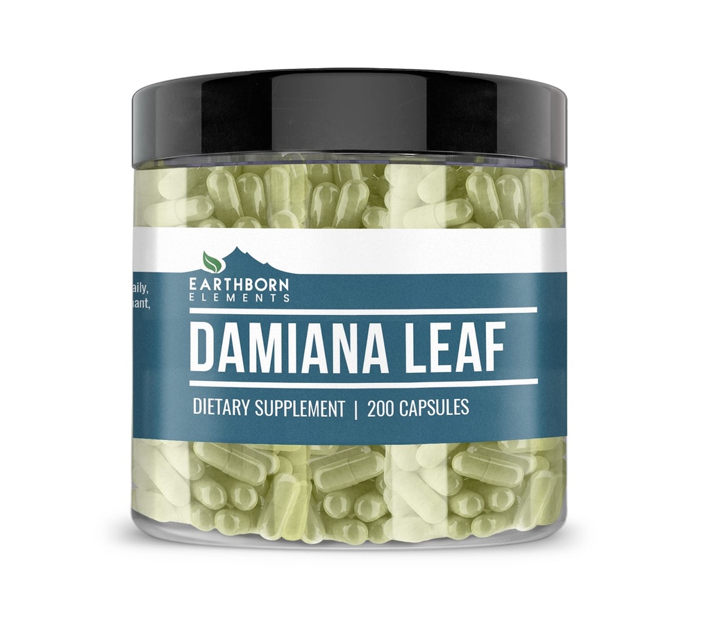 Elementos terrestres Damiana Leaf 200 Capsules, Puro ' Undiluted, No Additives