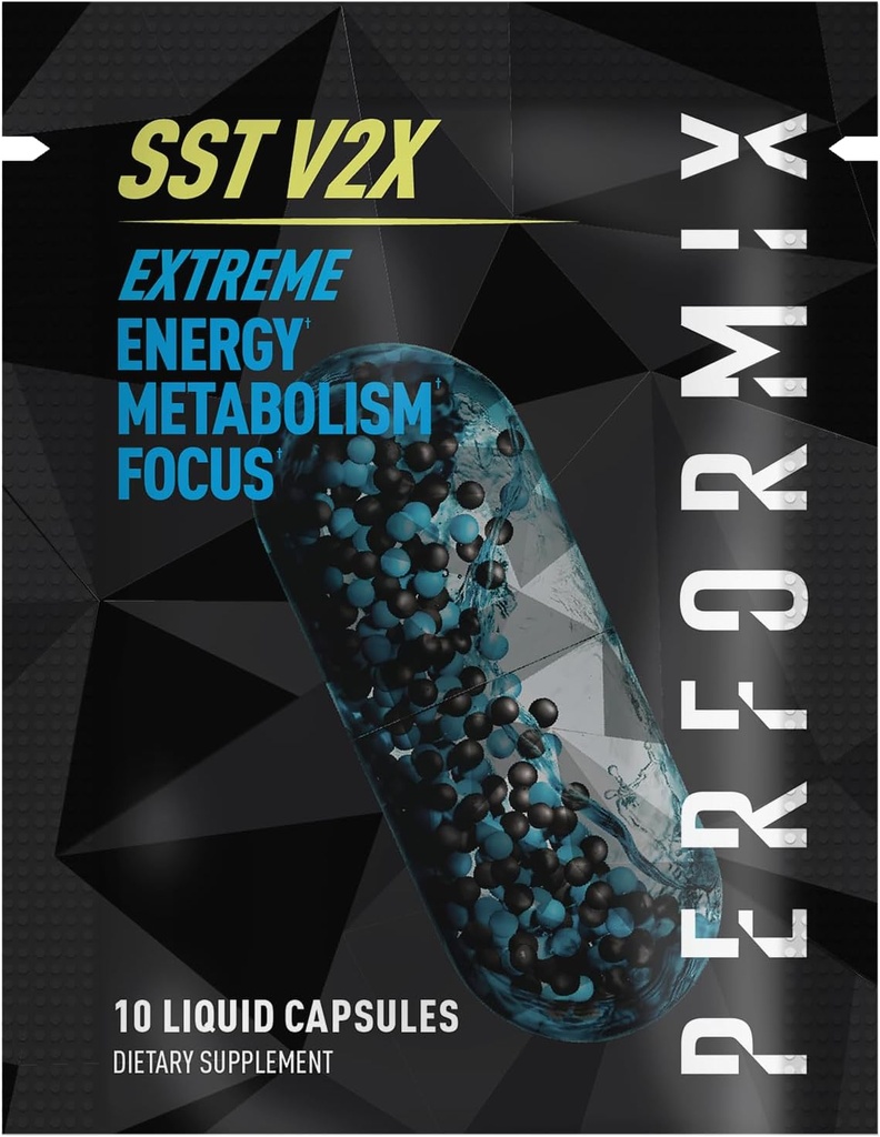 PERFORMIX - SST V2X - Pre Workout - 300 mg Caffeine - Suplementos de energía - No Crash - Objetivos de Fitness - Nootropic - Timed-Release for All Day Focus, Mood & Energy Boost - Hombres & Mujeres - 10 cápsulas