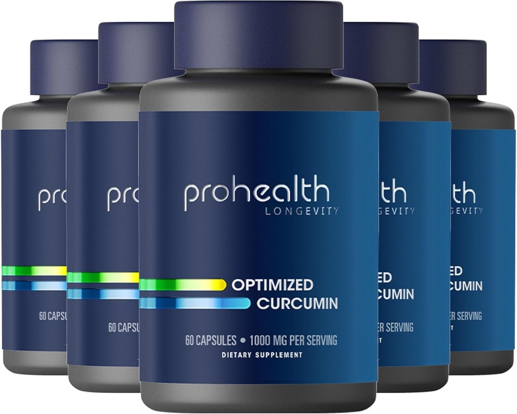 ProHealth Turmeric Curcumin Suplemento: 285 Times More Bioavailable - Desarrollado por Neurocientíficos. 1000 mg Concentrado Longvida Curcumin Extract Por Serving (60 X 500mg Capsules Por Bottle) (6 Pack)