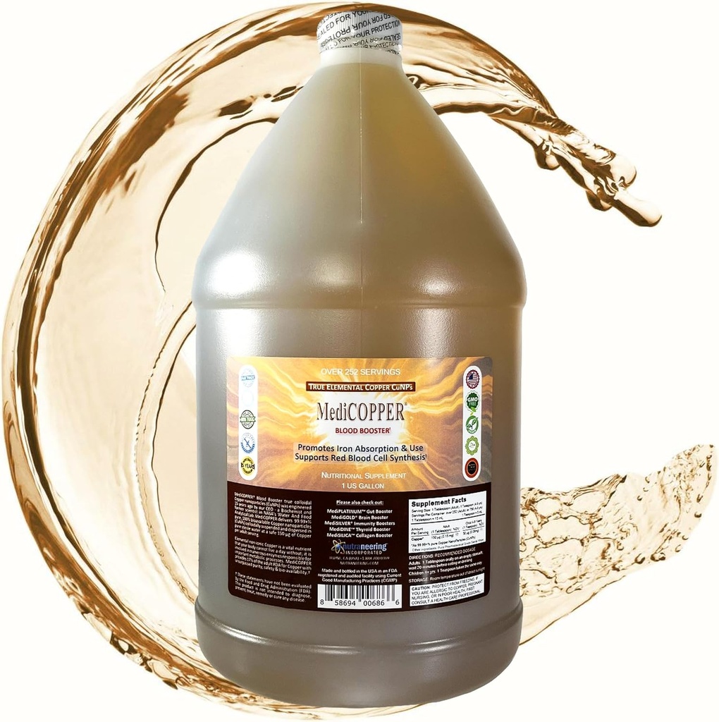 Verdadero Colloidal Copper Suplemento dietético - 1 US Gallon en Plástico libre de Opaque BPA Jug