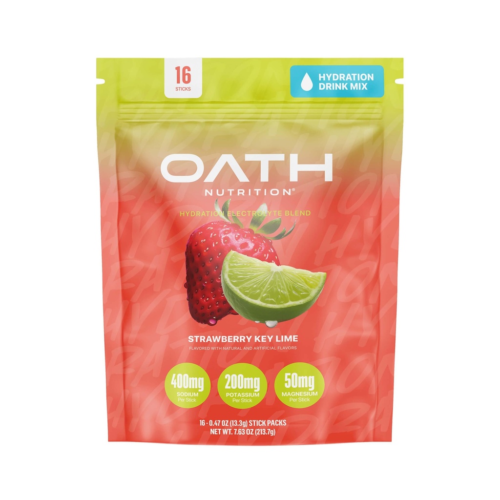 Nutrición de Odration Electrolyte Powder, Electrolyte Blend completo para la hidratación rápida y el soporte muscular, 16 Single-Serve Packets, Strawberry Key Lime