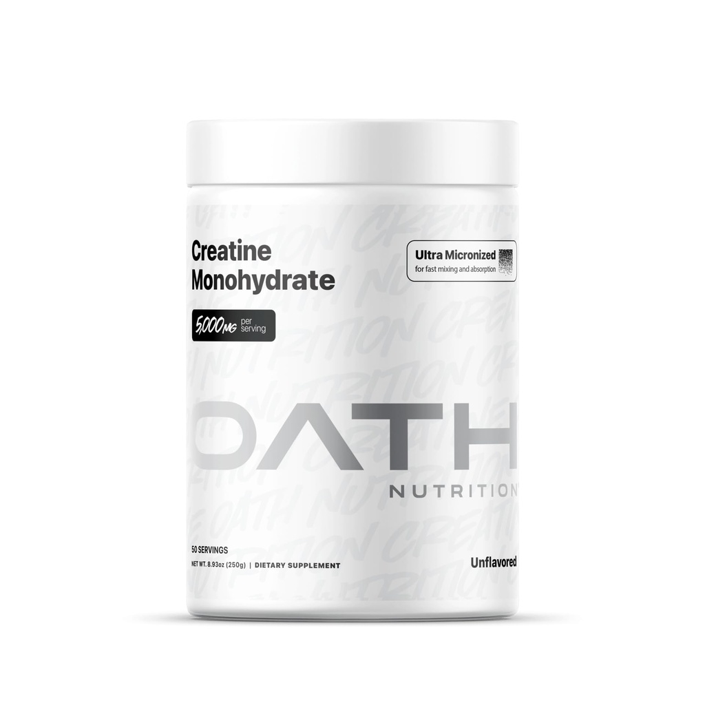 Nutrición del juramento Polvo de Monohidrato Ultra Micronizado, Desflavorado, Libre de gluten, No GMO, Polvo de Creatina para Mujeres y Hombres, 5,000g por Serving, 50 Servimientos