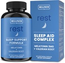WellPath Rest Valerian Root Sleep Aid for Adults with Melatonin & L-Theanine Silencio Natural & Herbal Sleeping Pills with Extra Strength ◾ 5-HTP, Lemon Balm, Chamomile, 60 Ct