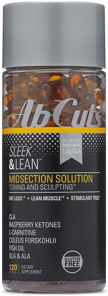 Sleek y Lean - 120 Easy-to-Swallow Softgels - Suplemento CLA, aceite de pescado, aceite de linaza, carnitina L - ayuda a aumentar el suministro de antioxidantes