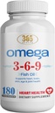 365 Health Omega 3-6-9 180 Softgels  durable from Fish, Flaxseed, Borage Oils ← No Gluten Free
