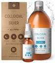 Plata Colloidal Premium ● Fórmula de Concentración Optimal, Partículas más pequeñas, mejores resultados ● Certificado de Laboratorio ● Plata Líquida Made in EU ● Botella de Spray Gratis para Llenar &amp; Ebook (34 fl oz)