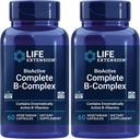 Extensión de vida Bioactive Complejo B, Corazón, Cerebro y Nerve Soporte, Energía sana, metabolismo, Complejo B completo, 60 cápsulas vegetarianas (Pack of 2)