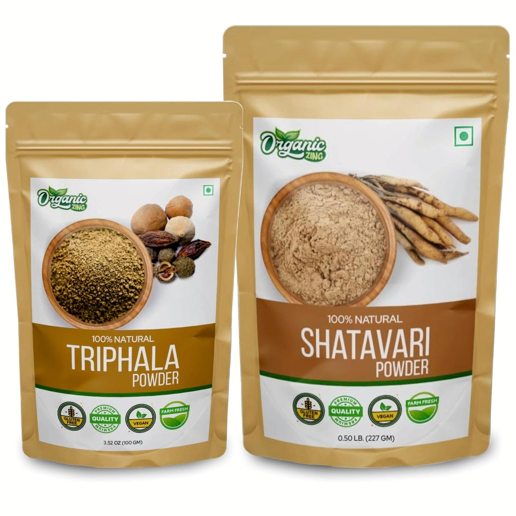 ORGANIC ZING Shatavari Powder- 227g & Triphala Powder- 100g
