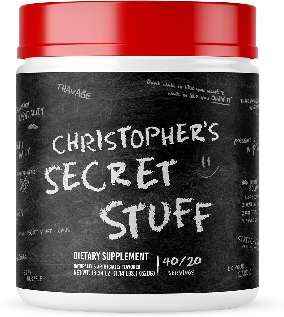 RAW Christopher's Secret Stuff Pre Workout Powder, Thavage (Tastes Like Winning) - Chris Bumstead CBUM Preworkout Supplement for Men ' Women - Working Out, Hydration & Energy - 40 servicios