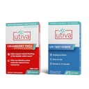 Szio+ 10% Bundle - Utiva Cranberry PACs 30 Vegi Capsules Cranberry Supplement for Urinary Tract Health + UTI Test Strips (3 Individual Test Strips)