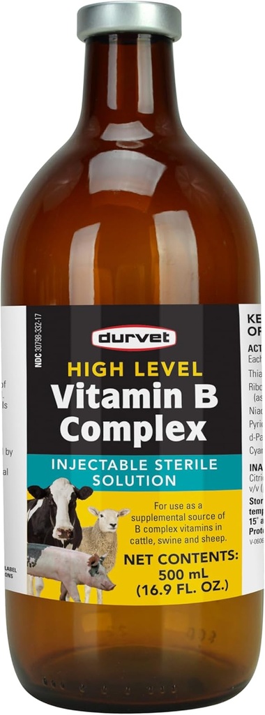 Durvet 063404 Complejo de vitamina B de alto nivel amarillo.500 ml