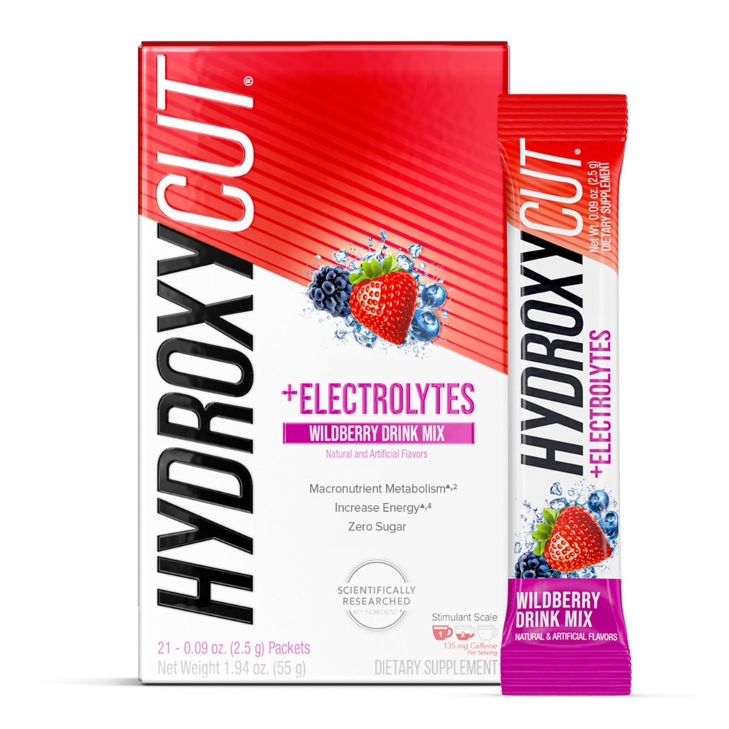 Hydroxycut Drink Mix - Advanced Result - Metabolism & Energy Support - C. Canephora Robusta Extract, 135 mg Caffeine & B Vitaminas - para Hombres &amp; Mujeres - Wildberry Blast - 21 Stick Packs