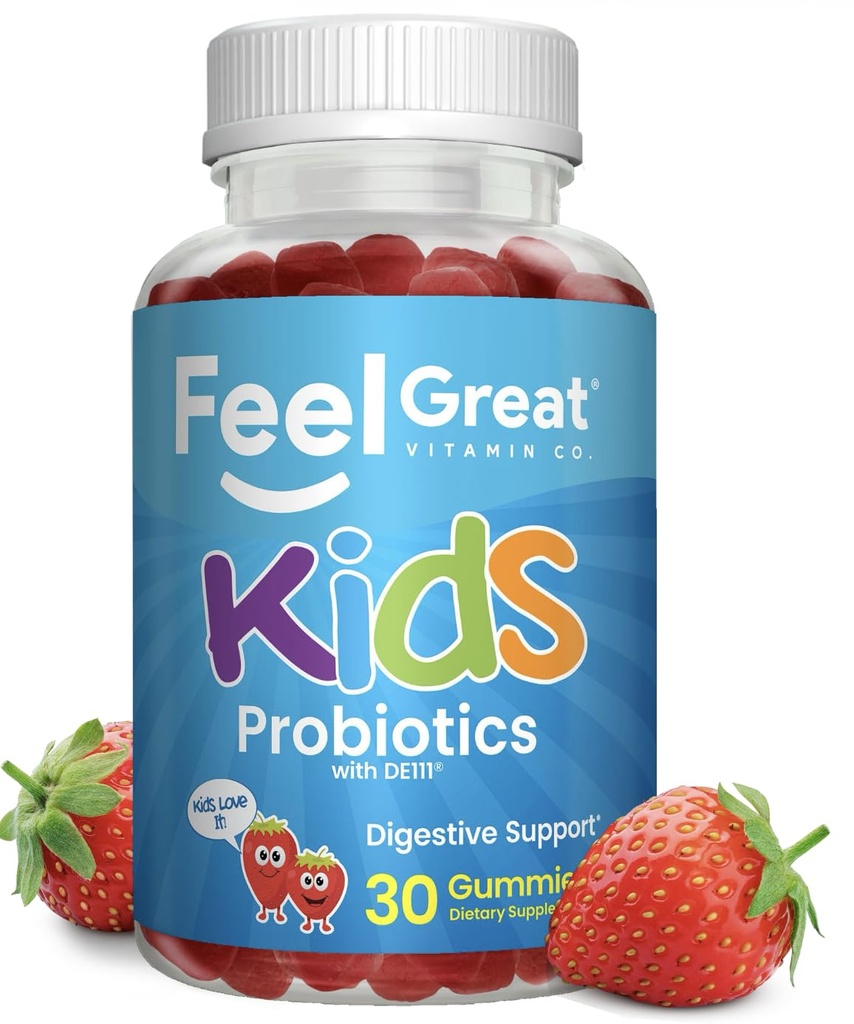 Feel Great USDA Orgánicas Probióticos Gummies ← Probióticos de Fresa Chewable para la Salud Digestiva &amp; Apoyo Inmunitario ← Probióticos basados en plantas " Prebiótico para niños