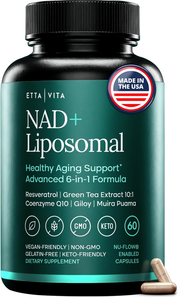 NAD+ Supplement 500mg with Resveratrol & CoQ10 for Cellular Energy, 60 Ct