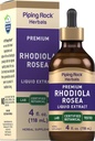 Piping Rock Rhodiola Rosea Tincture  4 FL Oz ← Premium Liquid Extract Silencio Vegetarian ← Alcohol Free ← No Gluten Free