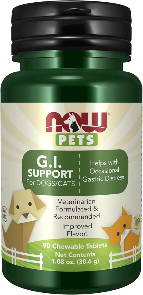 AHORA Foods Pet Health, G.I. Support Supplement, Formulated for Cats & Dogs, NASC Certificado, 90 Chewable Tablets