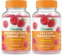 Phosphatidylserine (PS) + Magnesio de calcio, Bundle de Gummies - Gran Tasting, Suplemento de vitamina, Gluten Free, GMO Gratis, Chewable Gummy